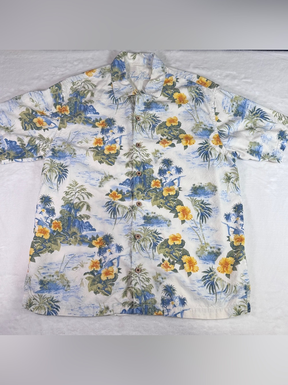 Tommy Bahama Hawaiian Camp Shirt Men’s Large 100% Silk Tropical Floral